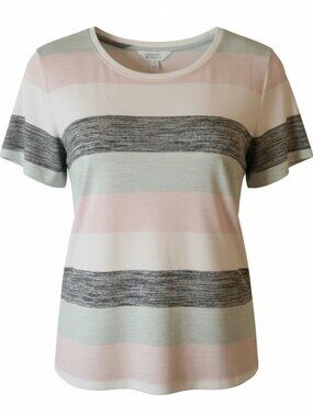 Market & Spruce Pink and Gray Striped Short Sleeve Tee